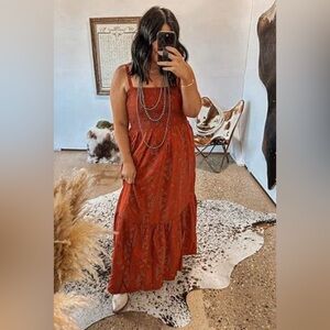 Wrangler Women's Retro Smocked Maxi Dress Bandana